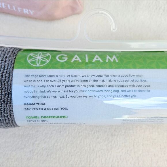 Gaiam Thirsty Yoga Hand Towel Gray and Pink - Picture 7 of 8